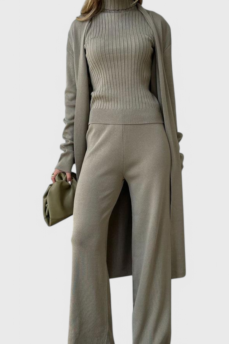 Mahalia 3-Piece Soft Knit Set with Elegant Cut