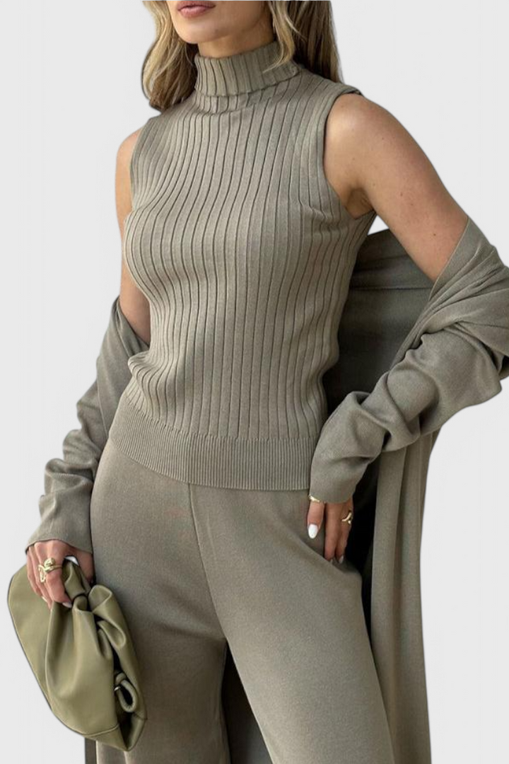 Mahalia 3-Piece Soft Knit Set with Elegant Cut