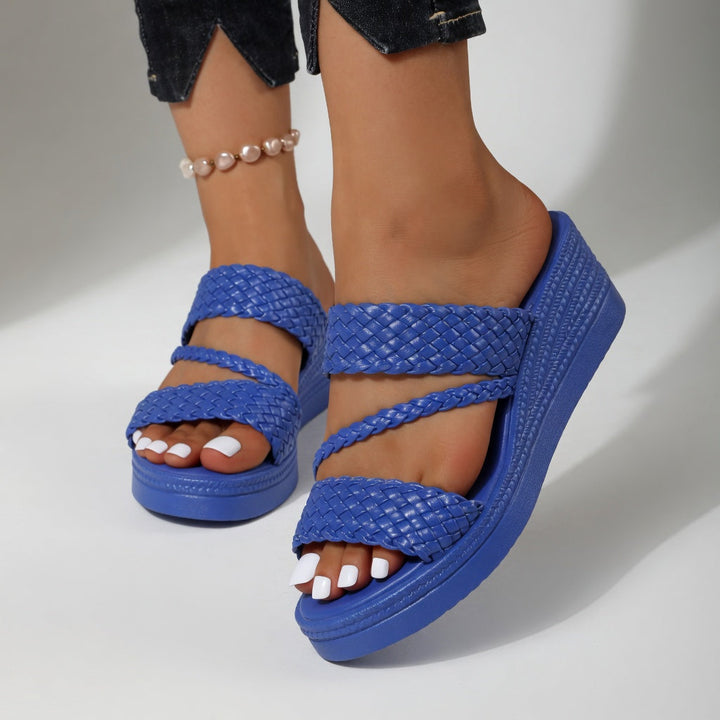 Vivienne - Women's Braided Wedge Sandals with Cross Straps