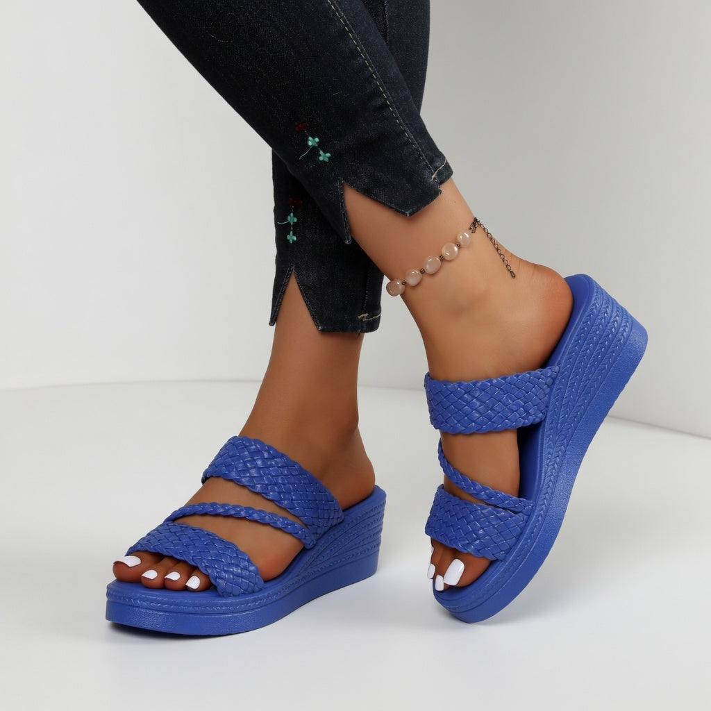 Vivienne - Women's Braided Wedge Sandals with Cross Straps