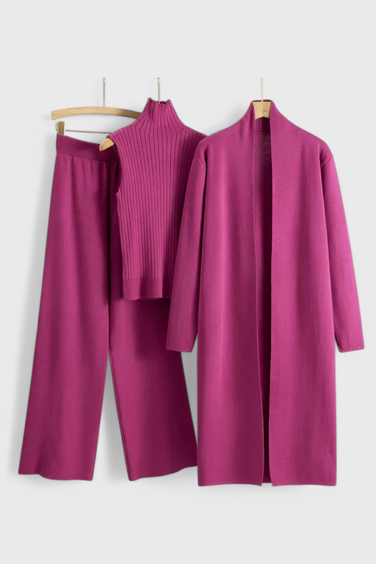 Mahalia 3-Piece Soft Knit Set with Elegant Cut