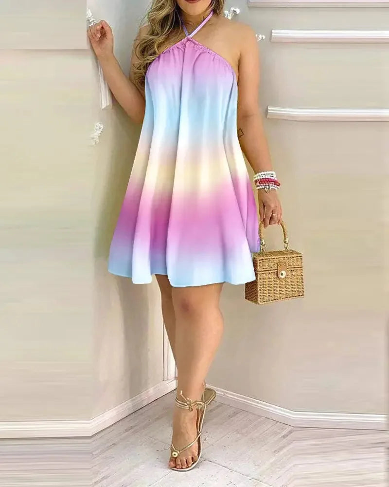 Light Floral Backless Dress
