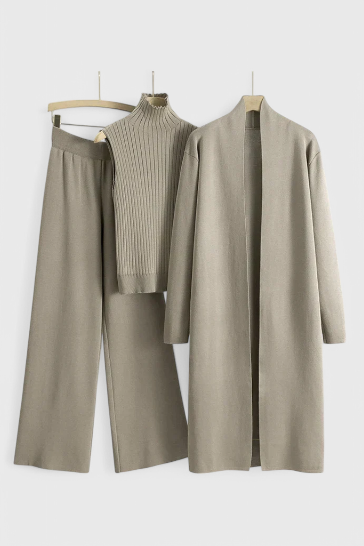 Mahalia 3-Piece Soft Knit Set with Elegant Cut