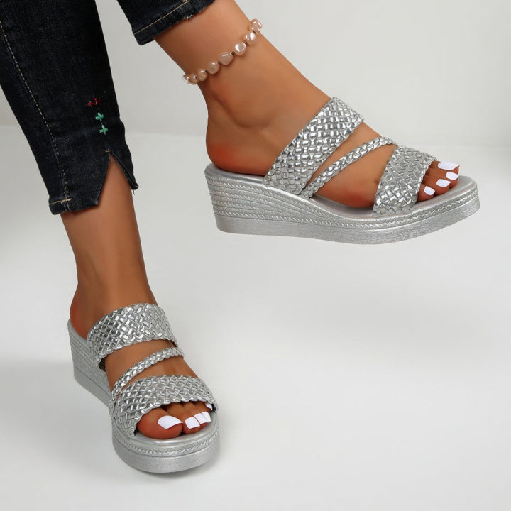 Vivienne - Women's Braided Wedge Sandals with Cross Straps
