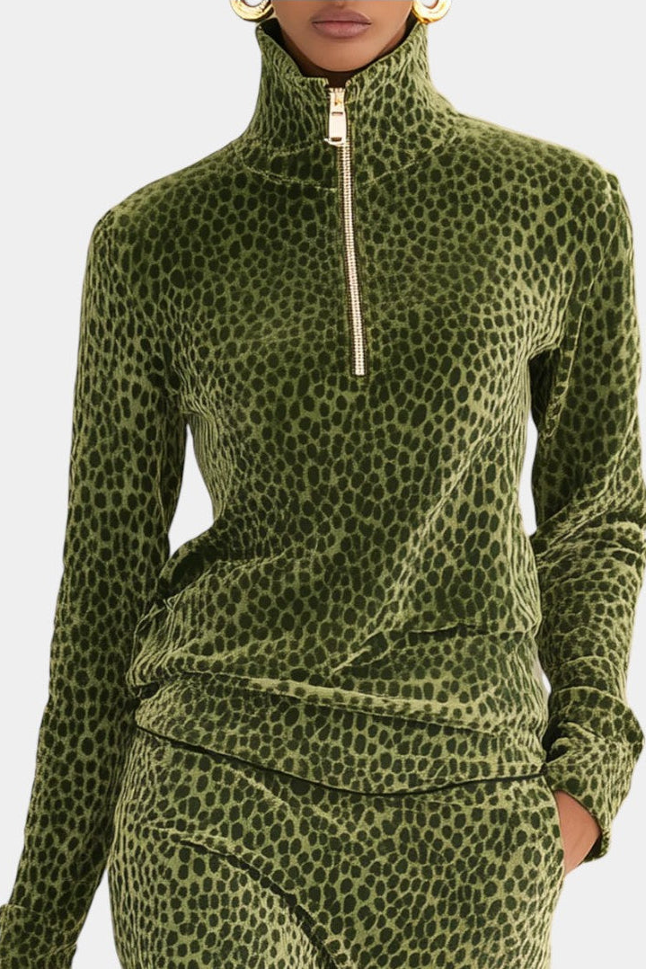 Avdotya Retro Leopard Turtleneck Set