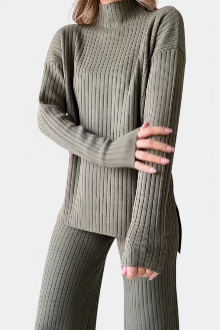 Florisse Chic Casual Knit Set with Slit