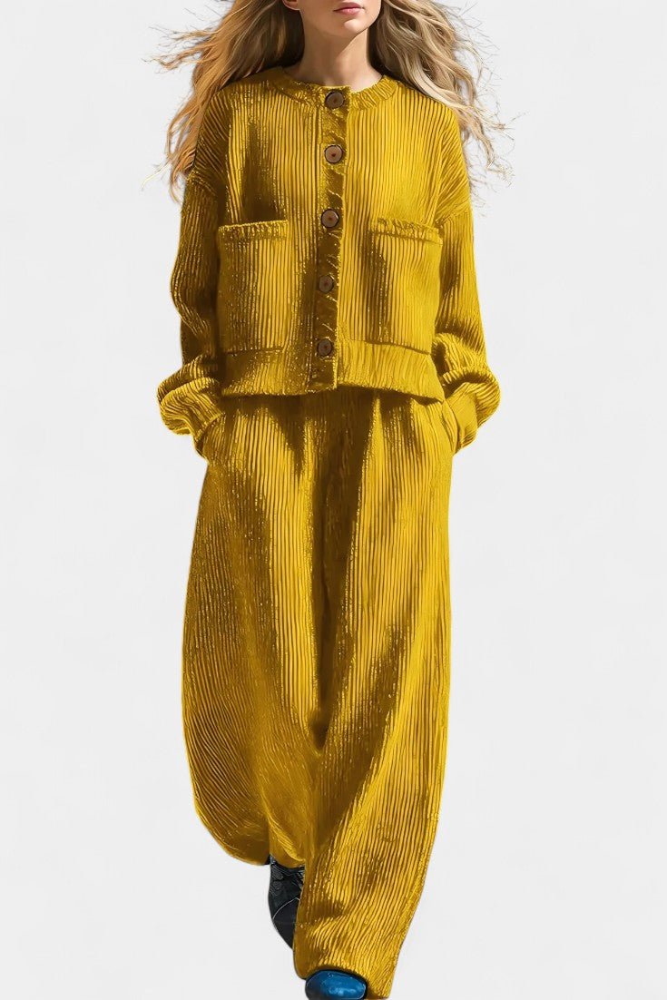 Magali Knit Cardigan & Wide-Leg Pants Set