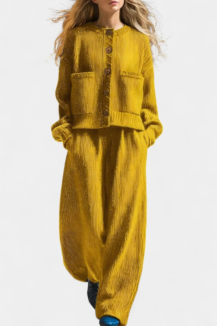 Magali Knit Cardigan & Wide-Leg Pants Set