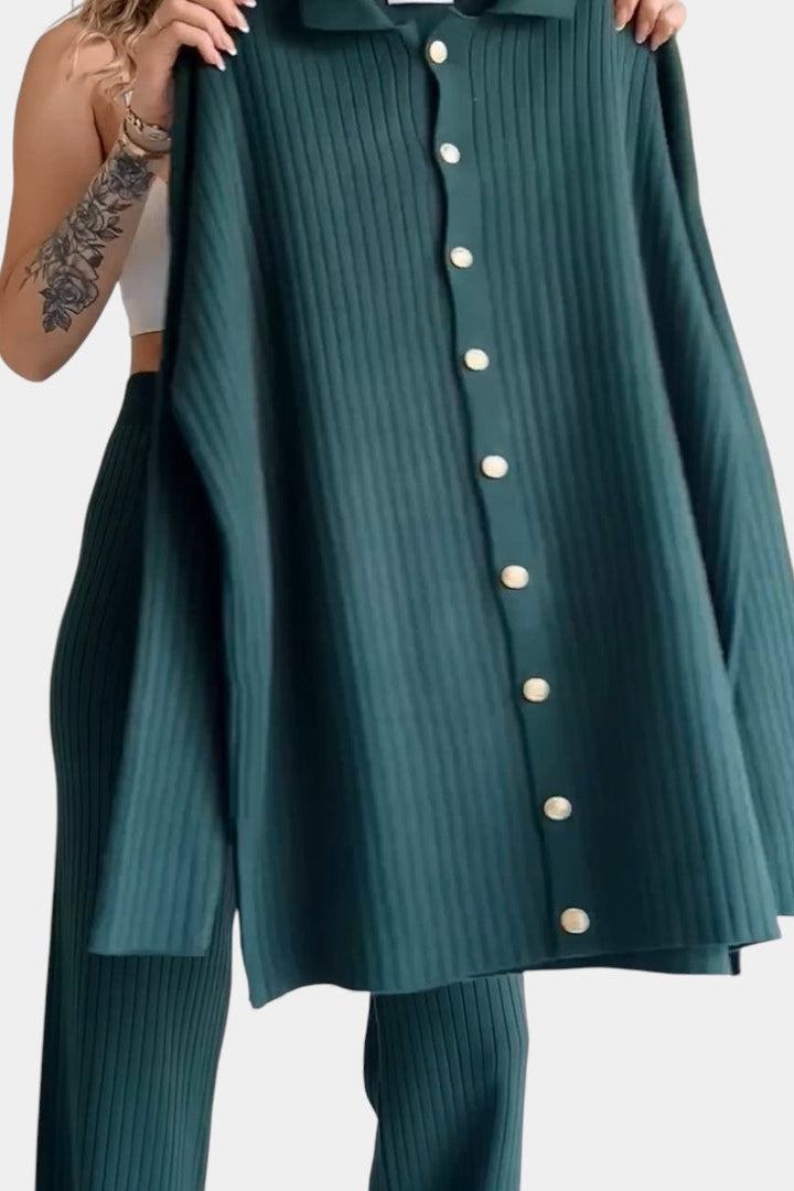 Desinee Striped Jacquard Two-Piece Knit Set