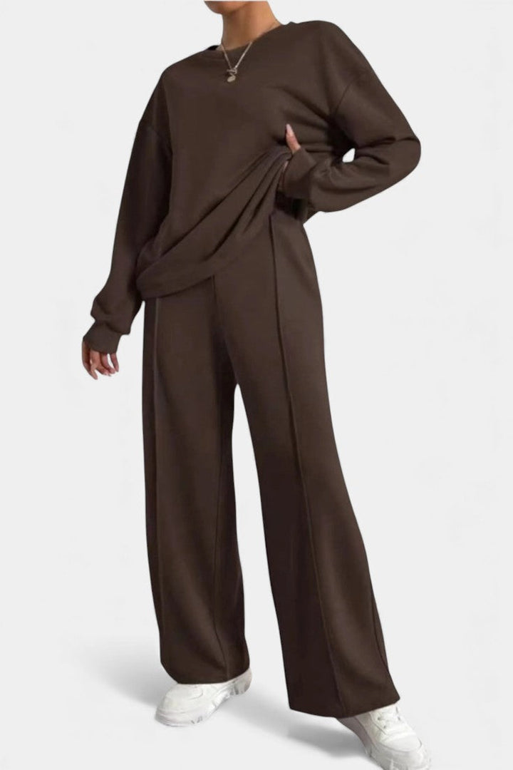 Tiara Casual Sweatshirt & High-Waist Pants Set