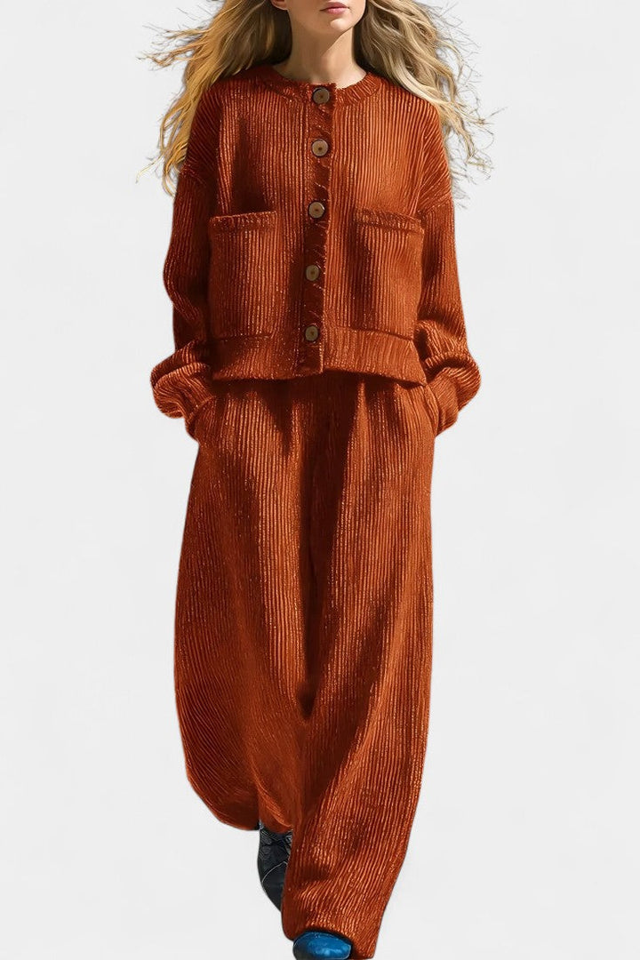 Magali Knit Cardigan & Wide-Leg Pants Set