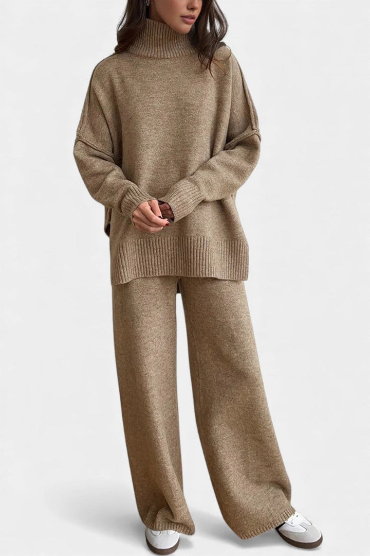 Xylia Turtleneck Knit & Wide-Leg Pants Set