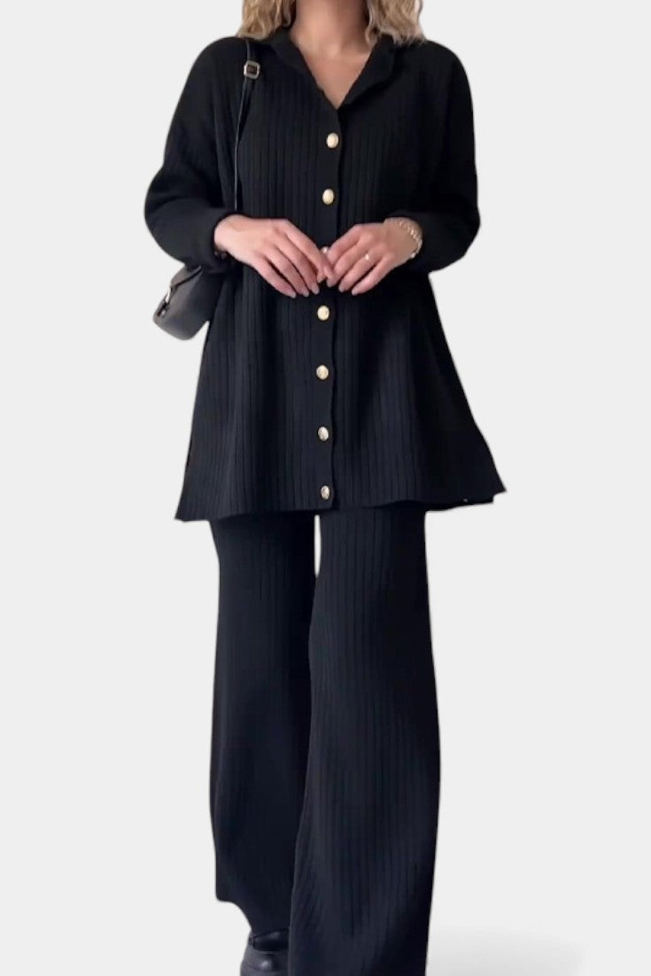 Desinee Striped Jacquard Two-Piece Knit Set
