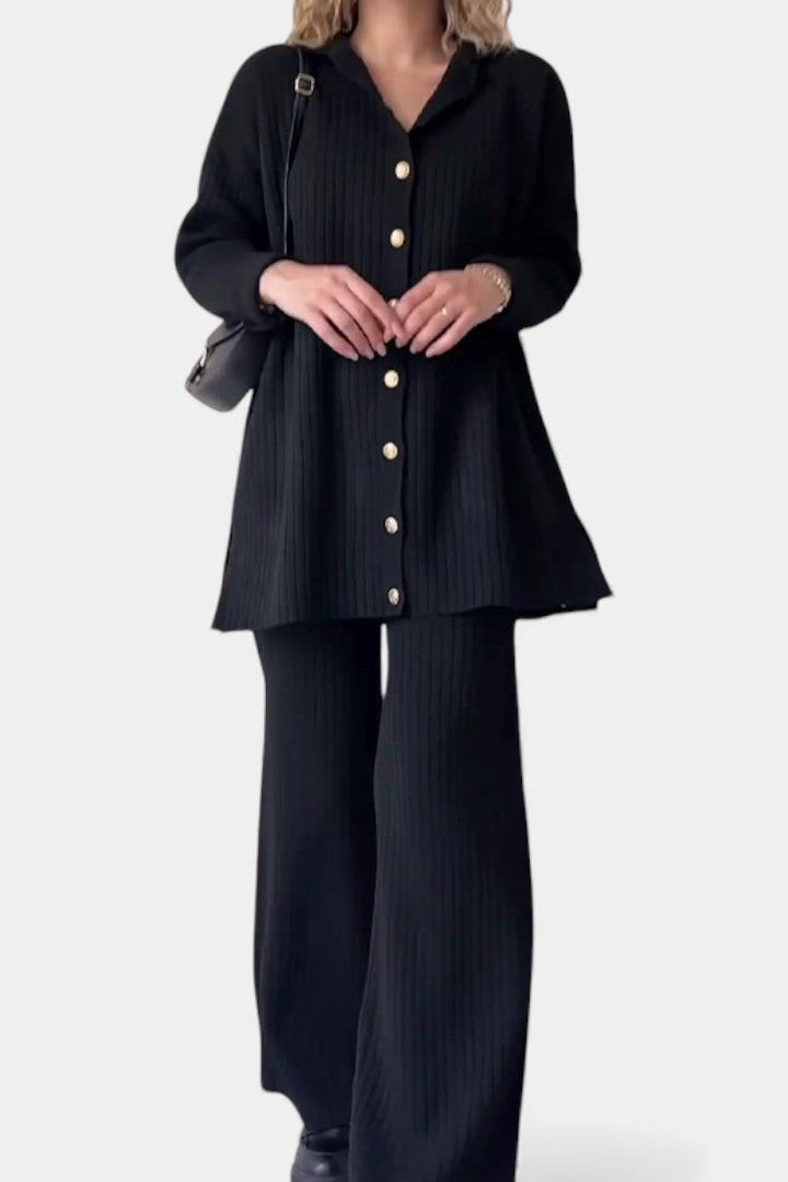 Desinee Striped Jacquard Two-Piece Knit Set