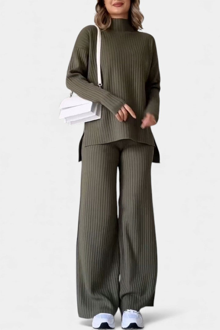 Florisse Chic Casual Knit Set with Slit