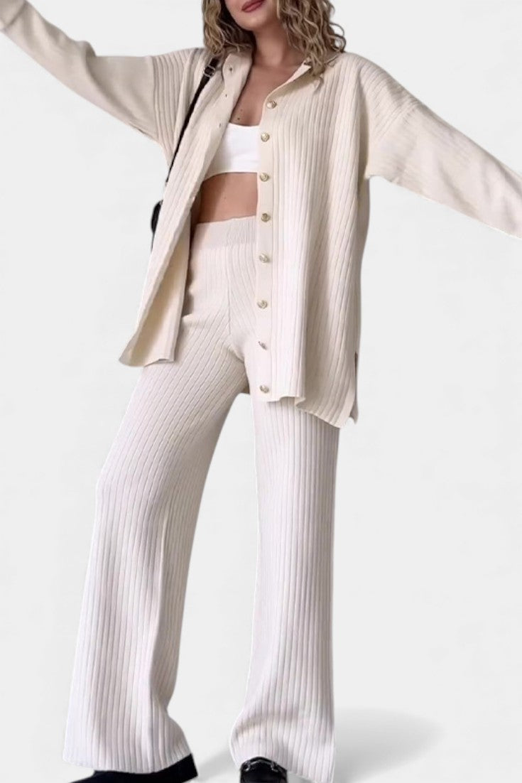 Desinee Striped Jacquard Two-Piece Knit Set