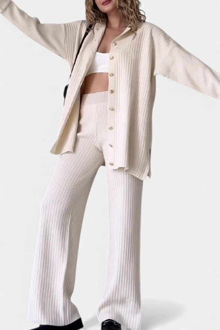 Desinee Striped Jacquard Two-Piece Knit Set