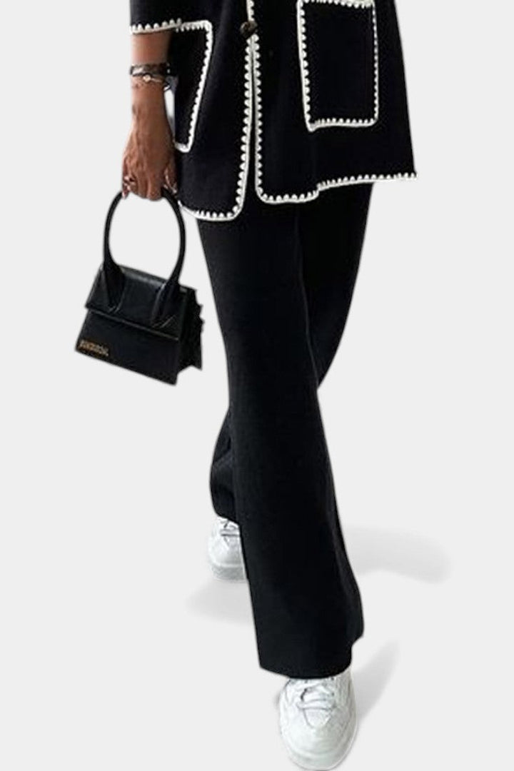 Xandra Two-Piece Trimmed Jacket & Relaxed Pants Set