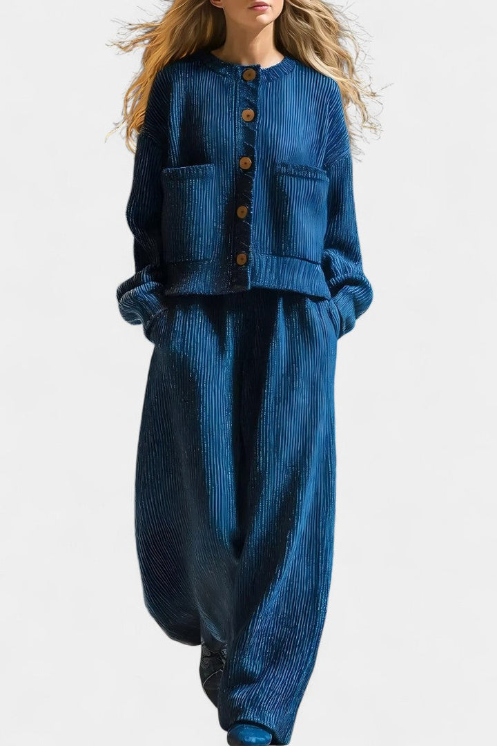 Magali Knit Cardigan & Wide-Leg Pants Set