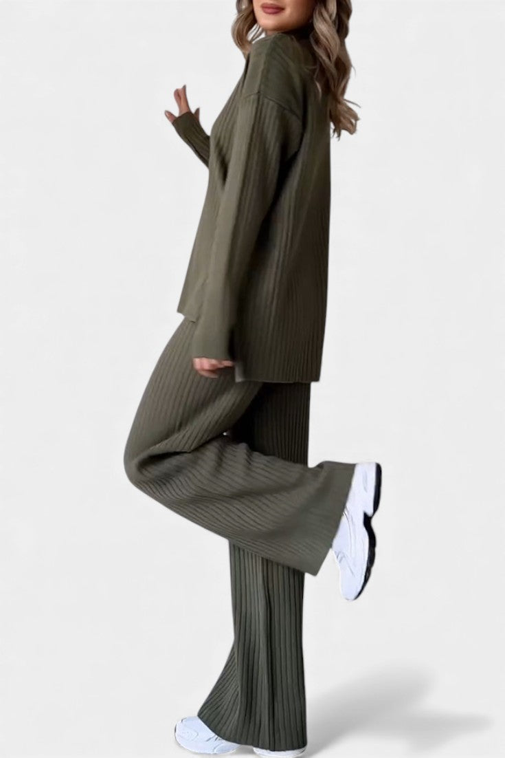Florisse Chic Casual Knit Set with Slit