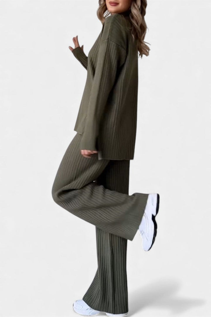 Florisse Chic Casual Knit Set with Slit
