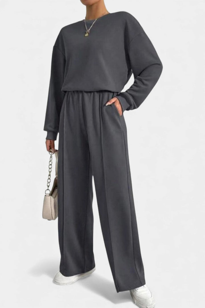 Tiara Casual Sweatshirt & High-Waist Pants Set