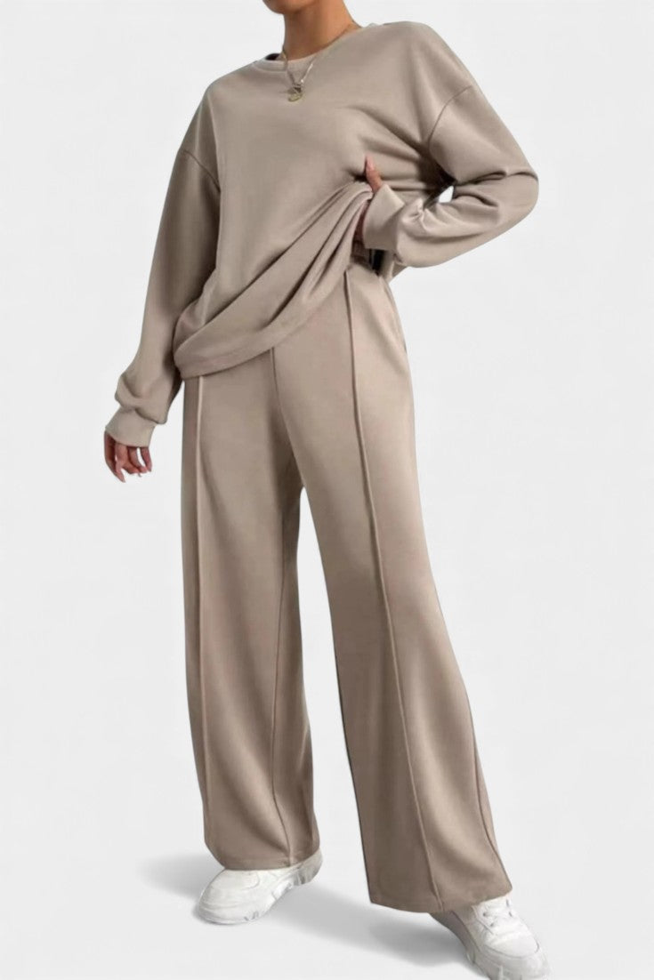 Tiara Casual Sweatshirt & High-Waist Pants Set