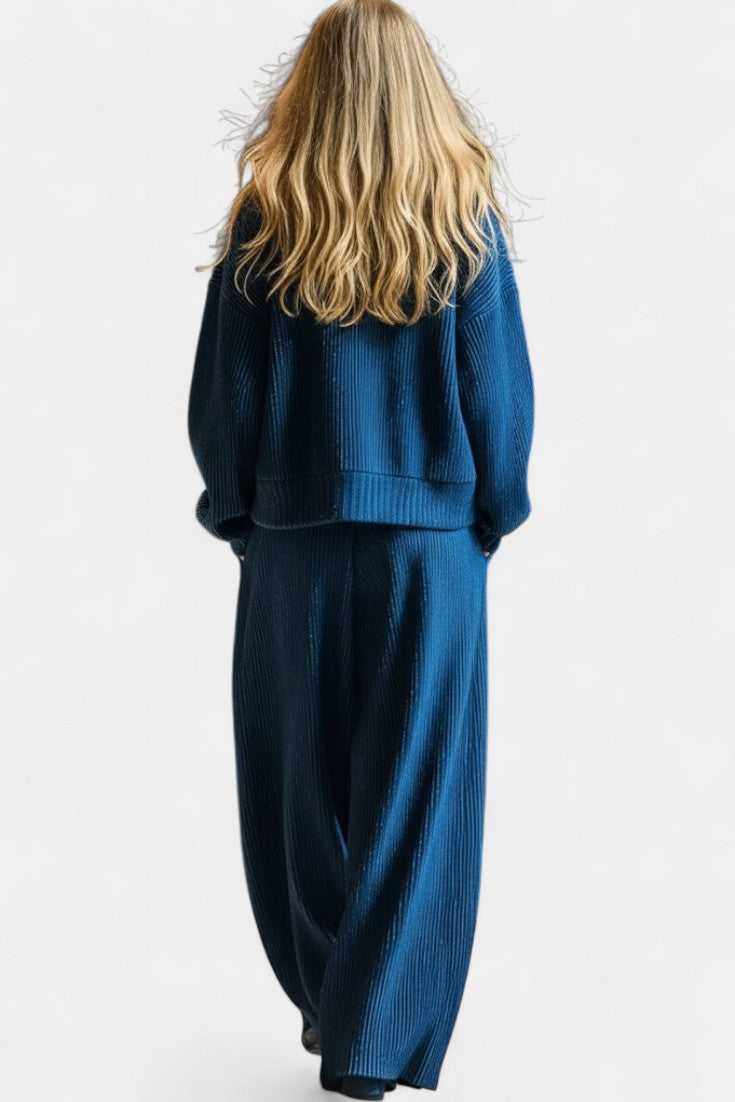 Magali Knit Cardigan & Wide-Leg Pants Set