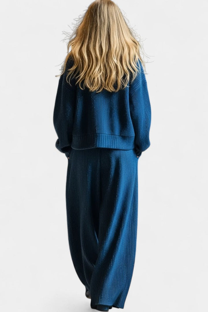 Magali Knit Cardigan & Wide-Leg Pants Set