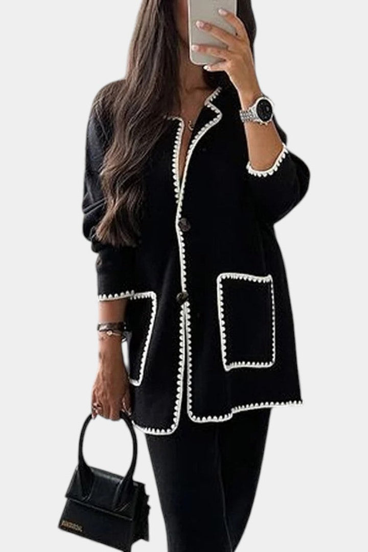 Xandra Two-Piece Trimmed Jacket & Relaxed Pants Set