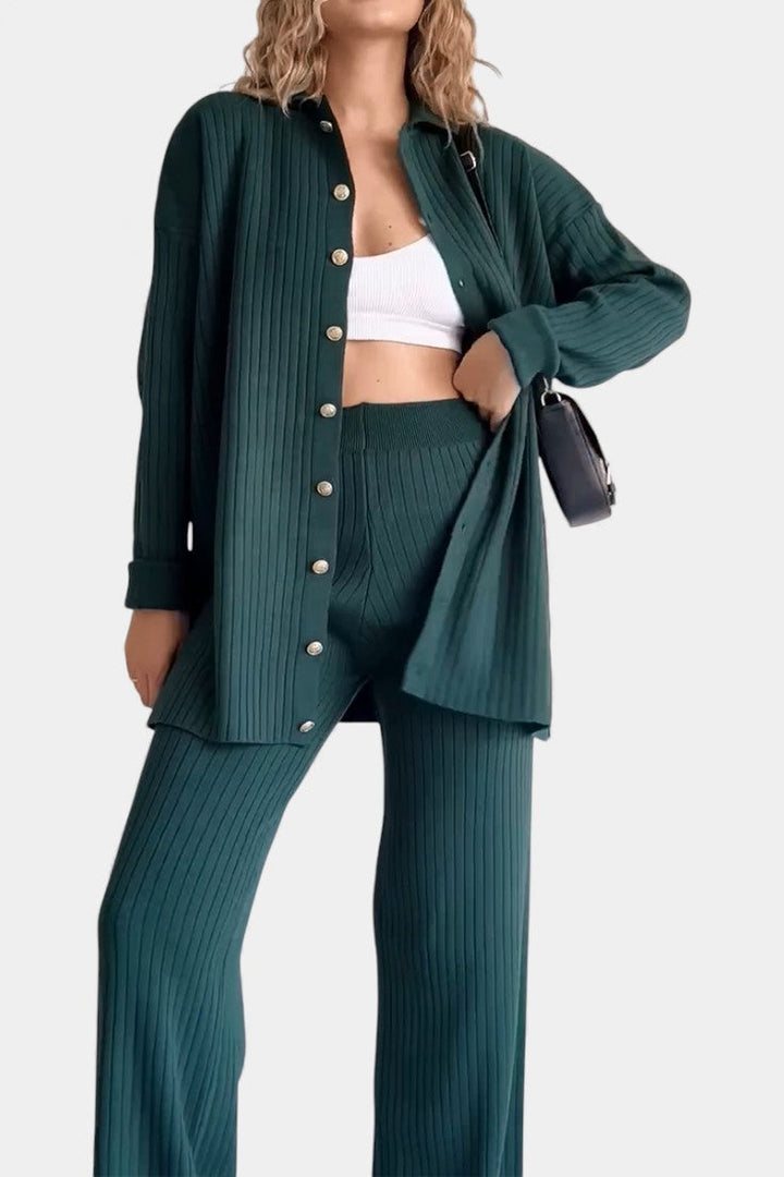 Desinee Striped Jacquard Two-Piece Knit Set