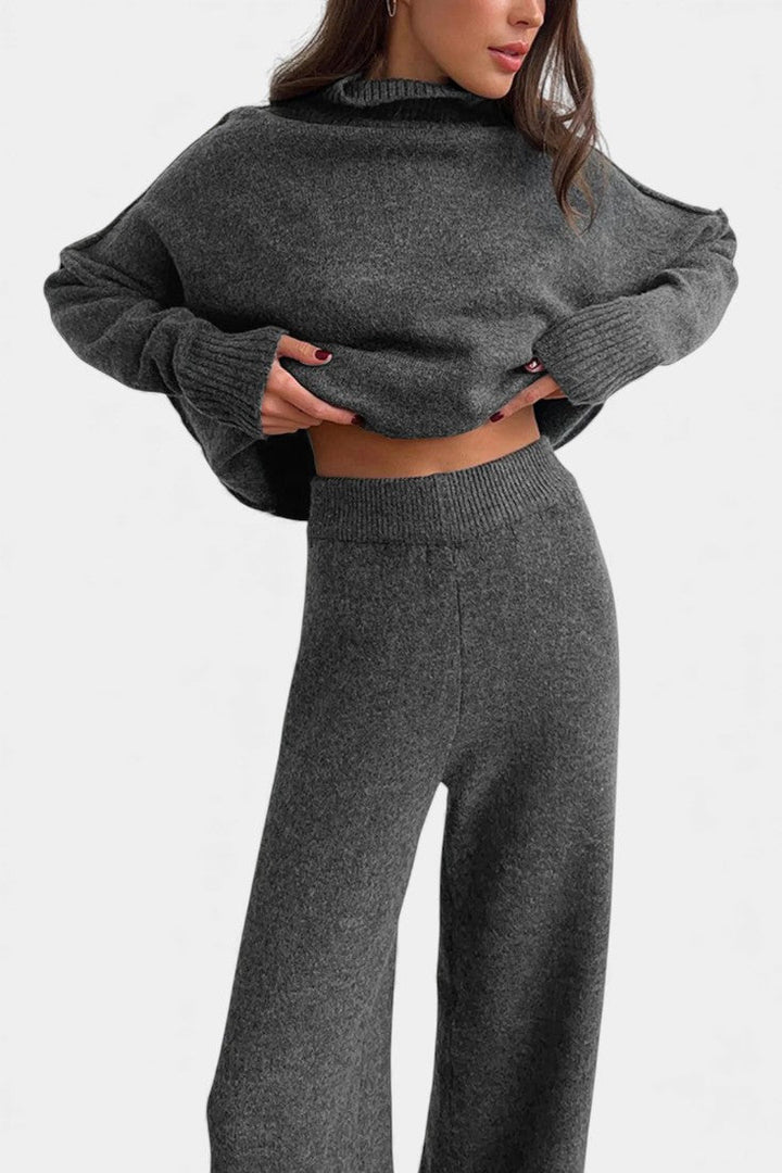 Xylia Turtleneck Knit & Wide-Leg Pants Set