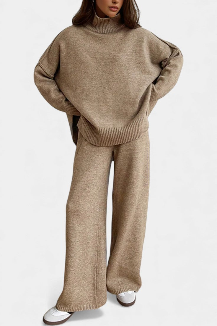 Xylia Turtleneck Knit & Wide-Leg Pants Set