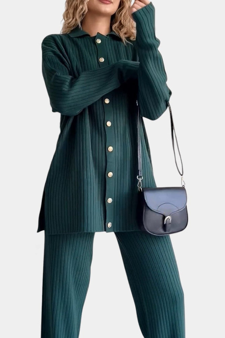 Desinee Striped Jacquard Two-Piece Knit Set