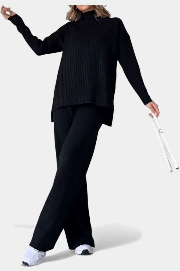 Florisse Chic Casual Knit Set with Slit