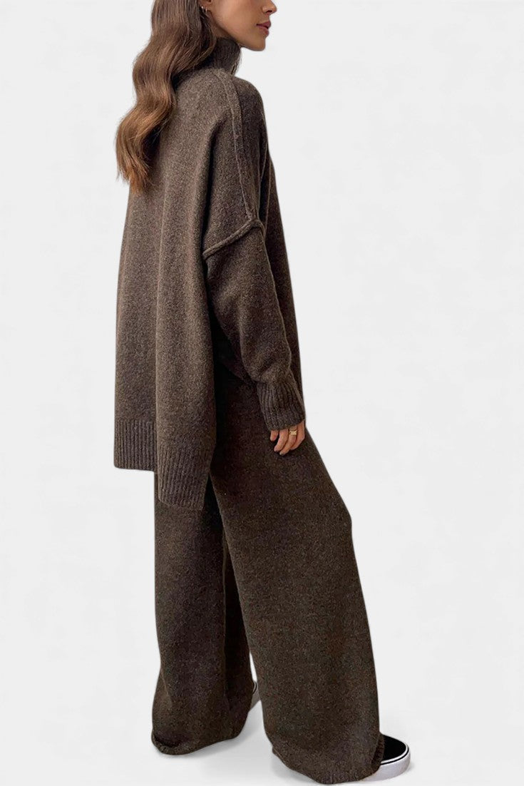 Xylia Turtleneck Knit & Wide-Leg Pants Set