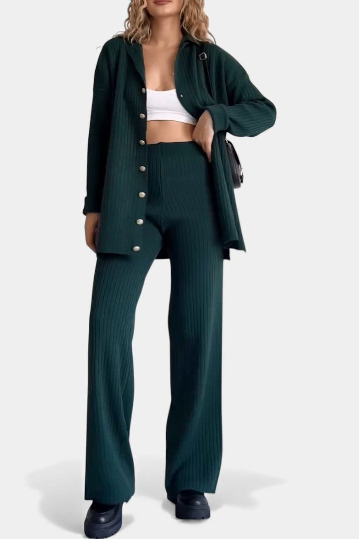 Desinee Striped Jacquard Two-Piece Knit Set