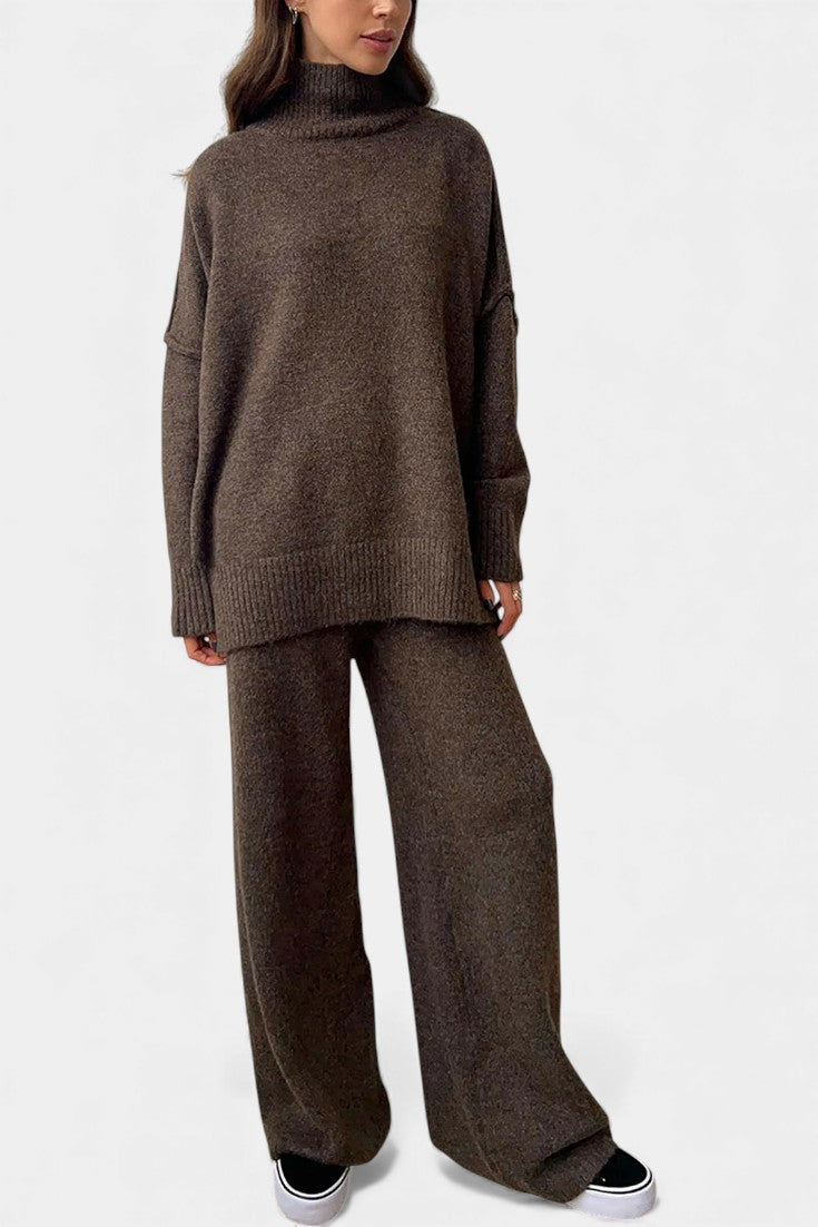 Xylia Turtleneck Knit & Wide-Leg Pants Set