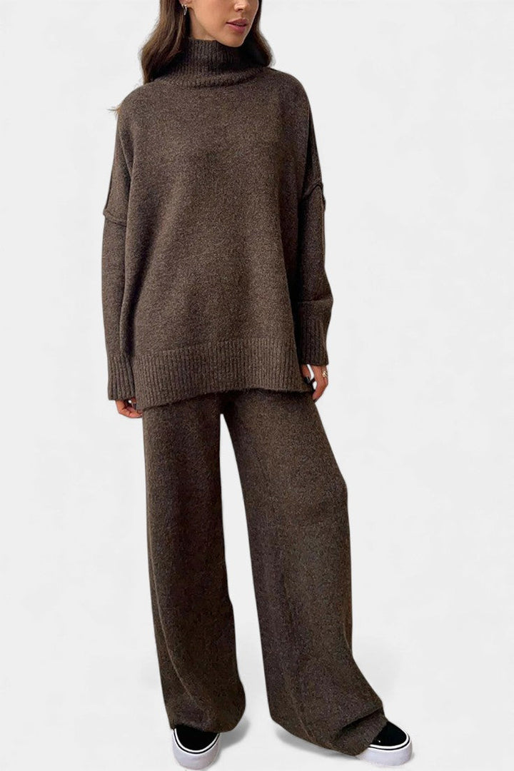 Xylia Turtleneck Knit & Wide-Leg Pants Set