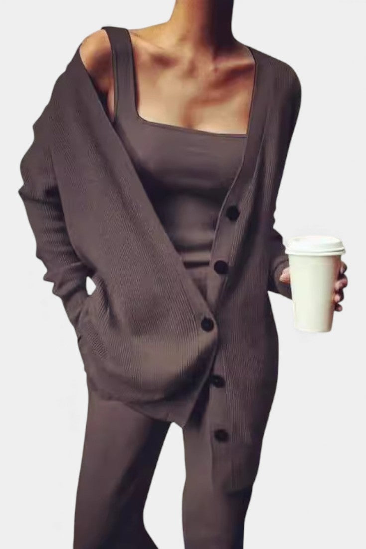 Clelia Comfortable Three-Piece Knit Set