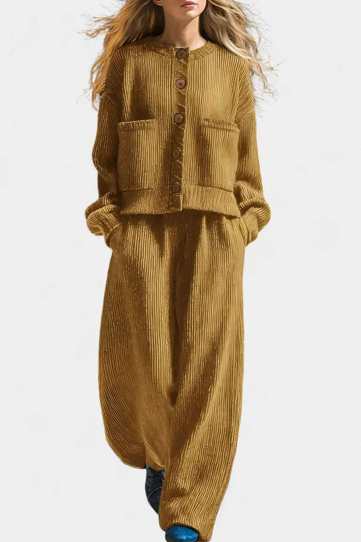 Magali Knit Cardigan & Wide-Leg Pants Set