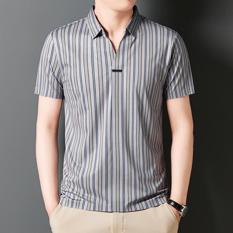 Men's Short Sleeve Striped Summer Shirt