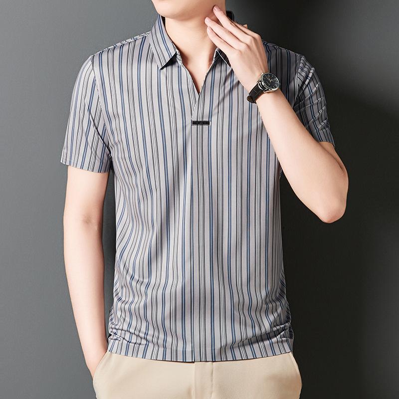 Men's Short Sleeve Striped Summer Shirt
