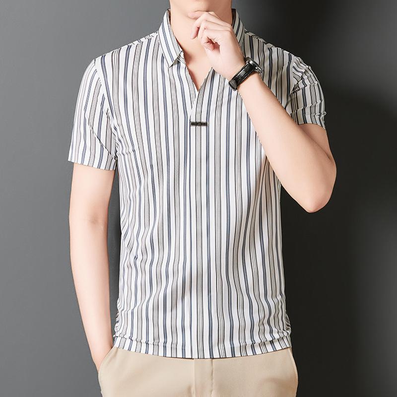 Men's Short Sleeve Striped Summer Shirt