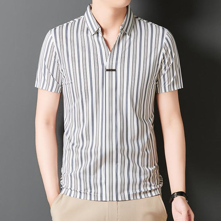 Men's Short Sleeve Striped Summer Shirt