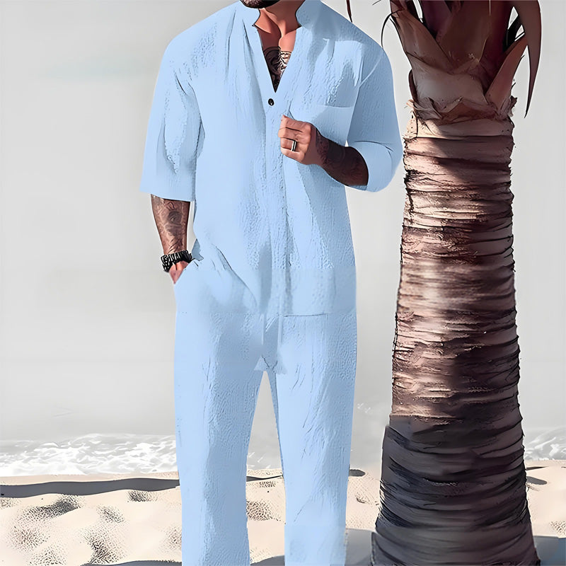 👕 Casual Elegance - Men's two-piece cotton set 💧👖