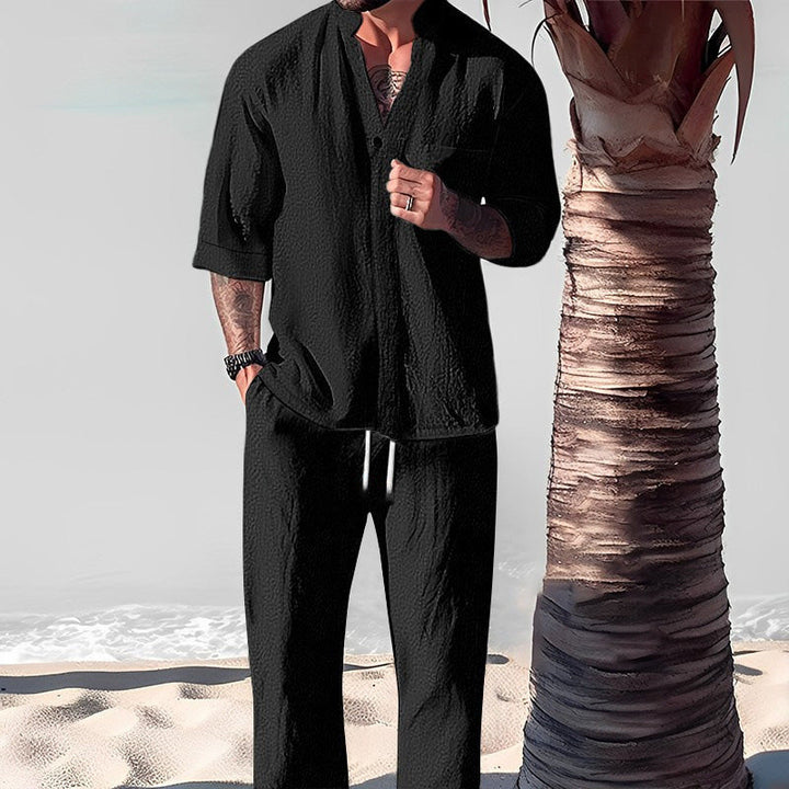 👕 Casual Elegance - Men's two-piece cotton set 💧👖