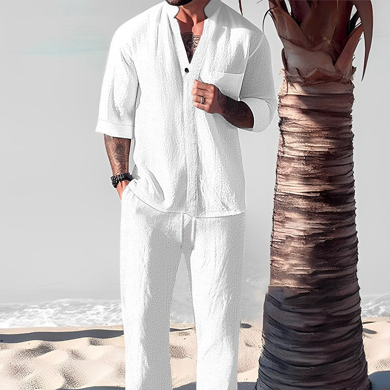 👕 Casual Elegance - Men's two-piece cotton set 💧👖