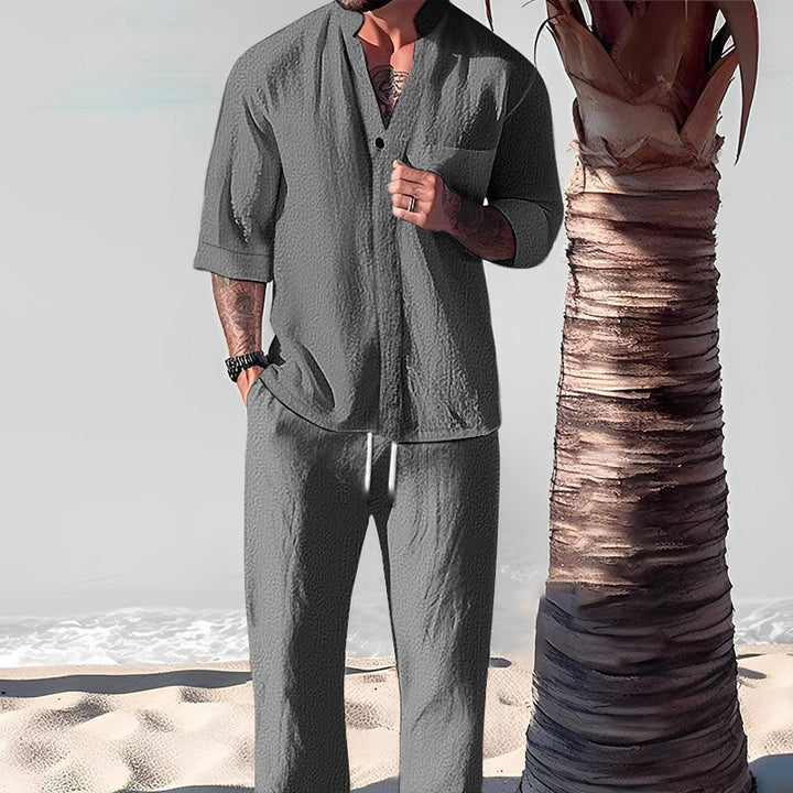 👕 Casual Elegance - Men's two-piece cotton set 💧👖