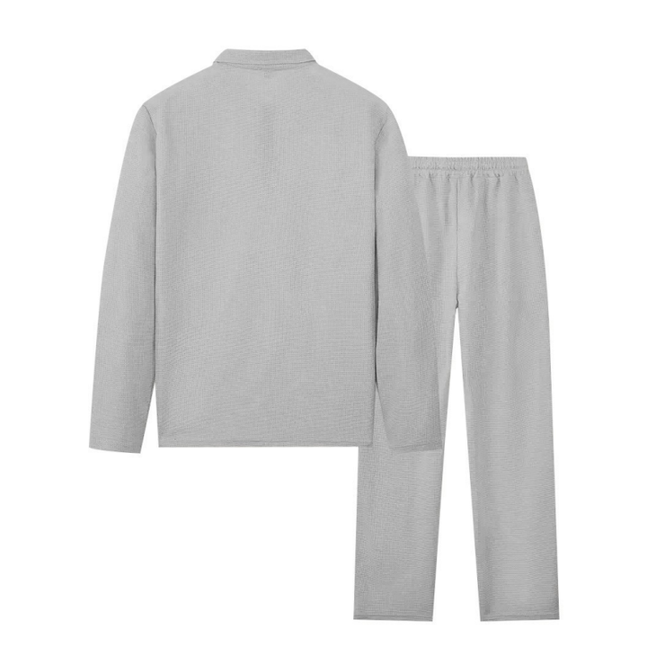 Men's Waffle Knit Sweatshirt & Straight Pants Set
